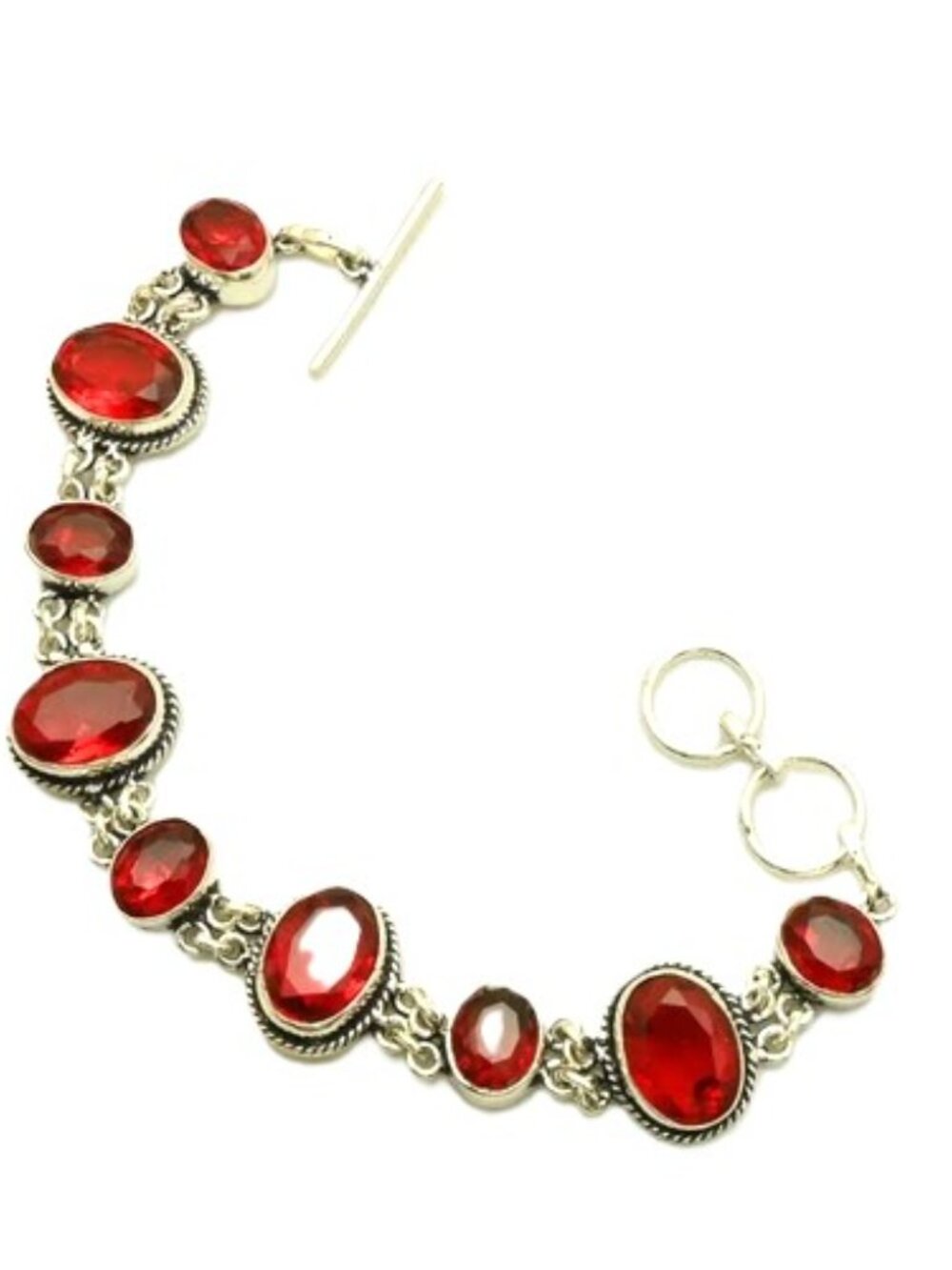 Garnet Gemstone Sterling Silver Bracelet Jewelry 22 Gms